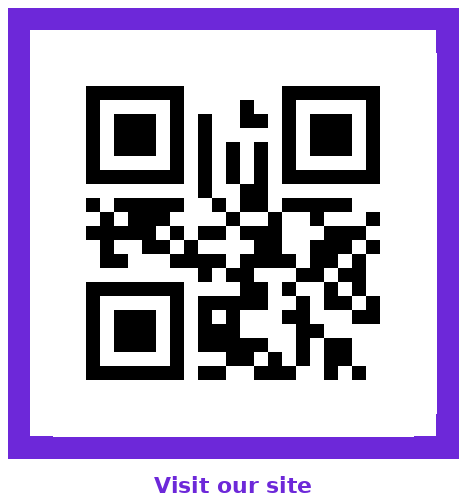 Framed QR code with a caption label reading Visit our site